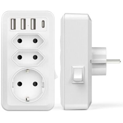 ABYSSE Multiprise Murale 7 En 1 Avec 3 Sorties Ac 16a 3800w – 3 Ports Usb 5v/3.4a Et 1 Type-c – Matériau Ignifuge Pour Sécurité Optimale - Publicité ABYSSE Multiprise Murale 7 En 1 Avec 3 Sorties Ac 16a 3800w – 3 Ports Usb 5v/3.4a Et 1 Type-c – Matériau Ignifuge Pour Sécurité Optimale - Publicité
