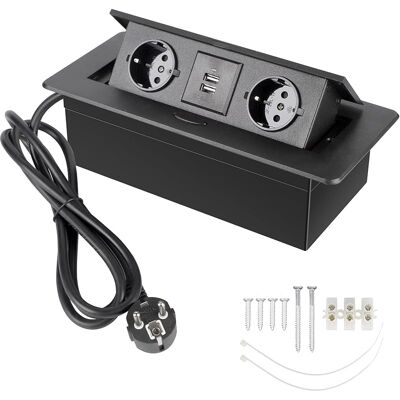 SANS MARQUE Prise Encastrable Plan De Travail Noir, Multiprise Plan De Travail Cuisine Avec 2 Prises + 2usb/connecteur/1,8m Câble - Publicité SANS MARQUE Prise Encastrable Plan De Travail Noir, Multiprise Plan De Travail Cuisine Avec 2 Prises + 2usb/connecteur/1,8m Câble - Publicité