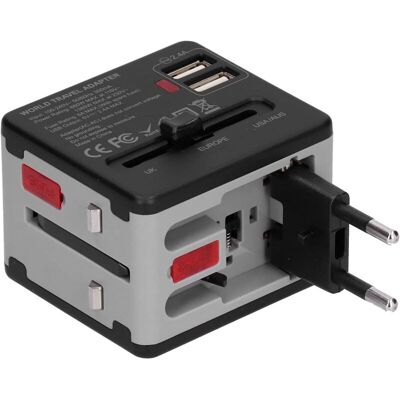 MOXIE Adaptateur De Voyage Universel, Adaptateur Secteur International Avec 2 Ports Usb, Chargeur De Prise 100 V À 240 V Pour Usa, Au, Uk, Eu Couvre 220 Pays(gris) - Publicité MOXIE Adaptateur De Voyage Universel, Adaptateur Secteur International Avec 2 Ports Usb, Chargeur De Prise 100 V À 240 V Pour Usa, Au, Uk, Eu Couvre 220 Pays(gris) - Publicité