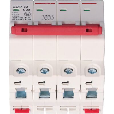 LBVIE Disjoncteur 4p Mini Interrupteur À Air Mcb, Protection Contre Les Surcharges Et Les Courts-circuits, 400 V, Pour Usage Domestique, 20 A - Publicité LBVIE Disjoncteur 4p Mini Interrupteur À Air Mcb, Protection Contre Les Surcharges Et Les Courts-circuits, 400 V, Pour Usage Domestique, 20 A - Publicité