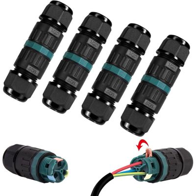 MOXIE Lot De 4 Connecteur Électrique Etanche Ip68 - Connecteur Étanche À 3 Broches Pour Câble De Ø5-12 Mm De Diamètre, Boîte Dérivation Étanche Extérieur Pour Jardin Et Câble Souterrain - Publicité MOXIE Lot De 4 Connecteur Électrique Etanche Ip68 - Connecteur Étanche À 3 Broches Pour Câble De Ø5-12 Mm De Diamètre, Boîte Dérivation Étanche Extérieur Pour Jardin Et Câble Souterrain - Publicité