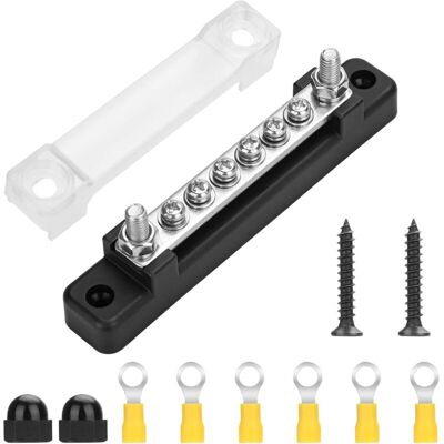 MOXIE Boîte De Barre Omnibus 150 A Avec 2 Goujons M6 6 Vis M4, Kit De Bornes De Bloc De Distribution De Jonction De Mise À La Terre Couverte 12 V-48 V Pour Voiture, Bateau, Caravane, Camping-car - Publicité MOXIE Boîte De Barre Omnibus 150 A Avec 2 Goujons M6 6 Vis M4, Kit De Bornes De Bloc De Distribution De Jonction De Mise À La Terre Couverte 12 V-48 V Pour Voiture, Bateau, Caravane, Camping-car - Publicité