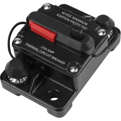 LBVIE Disjoncteur En Ligne Pour Autoradio Dc12v-42v À Réarmement Manuel (250 A) - Publicité LBVIE Disjoncteur En Ligne Pour Autoradio Dc12v-42v À Réarmement Manuel (250 A) - Publicité