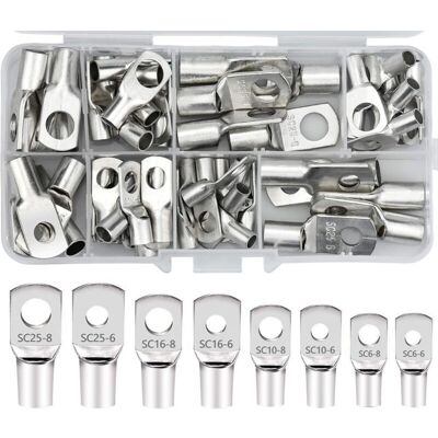 MOXIE 60 Pcs Cosses Électrique Trou Boulon En Cuivre Étamé Anneau À Sertir Bornes - Publicité MOXIE 60 Pcs Cosses Électrique Trou Boulon En Cuivre Étamé Anneau À Sertir Bornes - Publicité