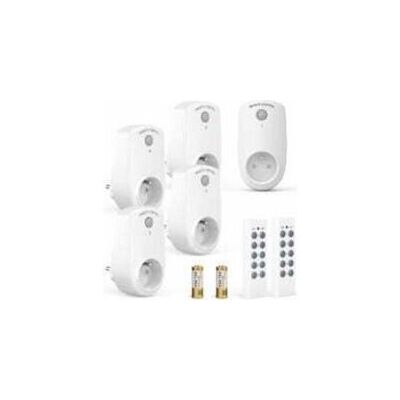 OEM Lot De 5 Prises Télécommandées Sans Fil – 30m De Portée – 2 Télécommandes Incluses – Interrupteur On/off – Boîtier Abs - Publicité OEM Lot De 5 Prises Télécommandées Sans Fil – 30m De Portée – 2 Télécommandes Incluses – Interrupteur On/off – Boîtier Abs - Publicité