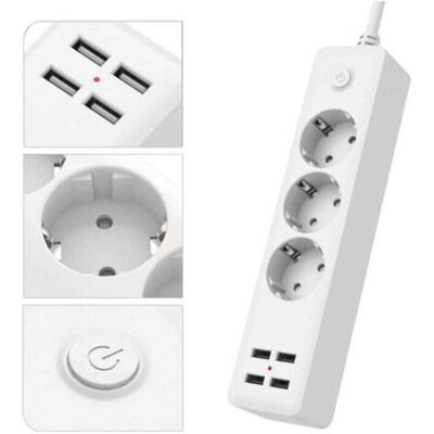 ABYSSE Multiprise Usb Standard Européenne Avec 3 Prises, Multiprise Avec 4 Ports Usb, Multiprise Avec Interrupteur, Cordon D'Alimentation De 1,5 M, Convient Pour La Maison, Le Bureau, L'Installation Murale - Publicité ABYSSE Multiprise Usb Standard Européenne Avec 3 Prises, Multiprise Avec 4 Ports Usb, Multiprise Avec Interrupteur, Cordon D'Alimentation De 1,5 M, Convient Pour La Maison, Le Bureau, L'Installation Murale - Publicité