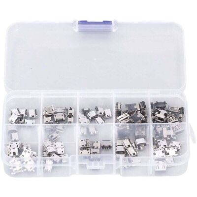 OEM 100 Pièces Micro Mini Usb Prise Femelle Connecteur Micro Usb Prises Usb Réparation Remplacement Adaptateur Assortiment Ensemble Avec Boîte De Rangement - Publicité OEM 100 Pièces Micro Mini Usb Prise Femelle Connecteur Micro Usb Prises Usb Réparation Remplacement Adaptateur Assortiment Ensemble Avec Boîte De Rangement - Publicité