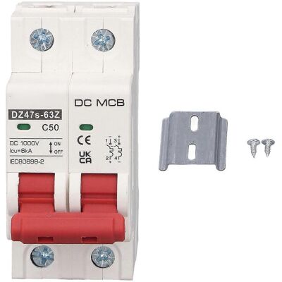 MIXHOME Disjoncteur Miniature Sg Dc 2p 50a Dc1000v, Capacité De Coupure De 6000a, Montage Sur Rail Din Pour Systèmes Photovoltaïques Solaires - Publicité MIXHOME Disjoncteur Miniature Sg Dc 2p 50a Dc1000v, Capacité De Coupure De 6000a, Montage Sur Rail Din Pour Systèmes Photovoltaïques Solaires - Publicité