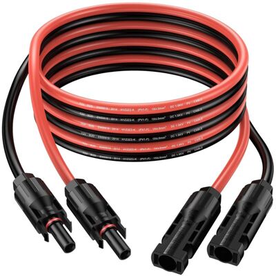 Andiamo Câbles D'Extension 4 Mm²/12 Awg Pour Panneau Solaire – Ip68 Étanche – Connecteurs Mâle Et Femelle Inclus – Câble 6m (3m Rouge + 3m Noir) - Publicité Andiamo Câbles D'Extension 4 Mm²/12 Awg Pour Panneau Solaire – Ip68 Étanche – Connecteurs Mâle Et Femelle Inclus – Câble 6m (3m Rouge + 3m Noir) - Publicité