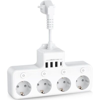 SCORPIO 8 En 1 Multiprise Usb 4 Prises Avec 4 Ports Usb Chargeur De Voyage (5v/3a,5v/2.4a) Multi Prise Multiple Electrique 3680w 16a Avec 4 Interrupteur Individuel Multiple Pour Maison, Bureau-blanc - Publicité SCORPIO 8 En 1 Multiprise Usb 4 Prises Avec 4 Ports Usb Chargeur De Voyage (5v/3a,5v/2.4a) Multi Prise Multiple Electrique 3680w 16a Avec 4 Interrupteur Individuel Multiple Pour Maison, Bureau-blanc - Publicité