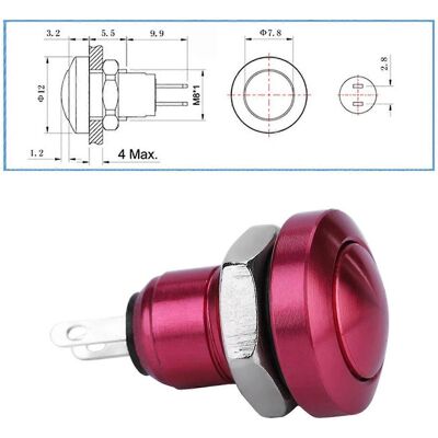 FLAMMKRAFT 1. Interrupteur Poussoir Momentané 1a 24v 8mm Étanche Pour Voiture, Bouton D'Alimentation Rouge En Alliage Zinc-aluminium. Publicité FLAMMKRAFT 1. Interrupteur Poussoir Momentané 1a 24v 8mm Étanche Pour Voiture, Bouton D'Alimentation Rouge En Alliage Zinc-aluminium. Publicité