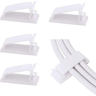 ABYSSE Lot De 50 Clips De Gestion De Câbles Auto-adhésifs (blancs), Organisateurs De Câbles, Clips De Fil, Support De Cordon Pour Tv, Pc, Câble Ethernet Sous Le Bureau, La Maison Et Le Bureau. Publicité ABYSSE Lot De 50 Clips De Gestion De Câbles Auto-adhésifs (blancs), Organisateurs De Câbles, Clips De Fil, Support De Cordon Pour Tv, Pc, Câble Ethernet Sous Le Bureau, La Maison Et Le Bureau. Publicité