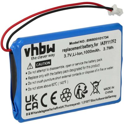 Vhbw Batterie Remplacement Pour Ia3y117f2 Pour Gps, Appareil De Navigation (1000mah, 3,7v, Li-ion) - Publicité Vhbw Batterie Remplacement Pour Ia3y117f2 Pour Gps, Appareil De Navigation (1000mah, 3,7v, Li-ion) - Publicité