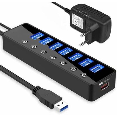 Andiamo Accessoire De Domotique Hub Usb Actif 3.0 Avec Alimentation. 7 Ports Hub De Données Actif Usb 3.0 Avec Interrupteur Et 1 Port De Charge Intelligent - Publicité Andiamo Accessoire De Domotique Hub Usb Actif 3.0 Avec Alimentation. 7 Ports Hub De Données Actif Usb 3.0 Avec Interrupteur Et 1 Port De Charge Intelligent - Publicité