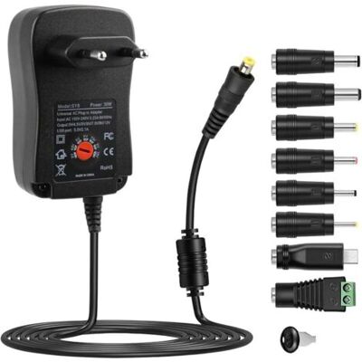 OEM Chargeur Universel 30w Secteur 3v-12v, Ac À Dc 3v 4.5v 5v 6v 7.5v 9v 12v 2a Power Supply, Adaptateur Universel De Transformateur D'Alimentation Découpage, Avec 8 Dc Connecteurs Pour Router Cctv Cam - Publicité OEM Chargeur Universel 30w Secteur 3v-12v, Ac À Dc 3v 4.5v 5v 6v 7.5v 9v 12v 2a Power Supply, Adaptateur Universel De Transformateur D'Alimentation Découpage, Avec 8 Dc Connecteurs Pour Router Cctv Cam - Publicité