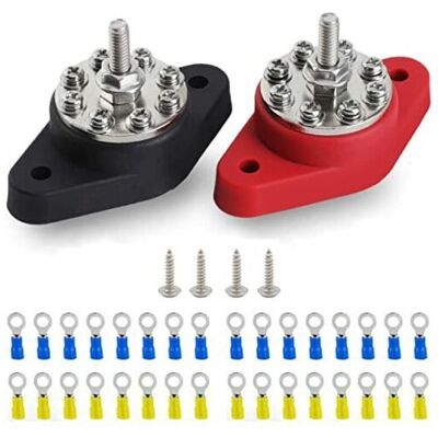 SANS MARQUE 1 Paire Bloc De Distribution D'Alimentation À 8 Bornes M6 (1/4 "), Poste De Jonction De Barre Omnibus 8 Voies 12-48 V Avec Bornes À Anneau - Publicité SANS MARQUE 1 Paire Bloc De Distribution D'Alimentation À 8 Bornes M6 (1/4 "), Poste De Jonction De Barre Omnibus 8 Voies 12-48 V Avec Bornes À Anneau - Publicité