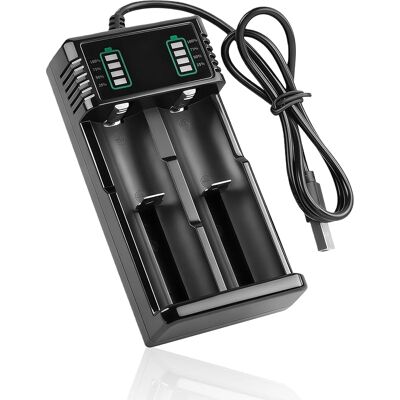 SANS MARQUE Chargeur Accu 18650, 2 Slots Chargeur Piles Rechargeable, Piles Rechargeables Li-ion Universel 3.7v Pour 18500 14500 21700 26650 18650 26700, Accus Usb Charge Rapide - Publicité SANS MARQUE Chargeur Accu 18650, 2 Slots Chargeur Piles Rechargeable, Piles Rechargeables Li-ion Universel 3.7v Pour 18500 14500 21700 26650 18650 26700, Accus Usb Charge Rapide - Publicité