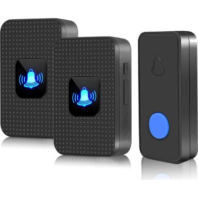 Vision Sonnette Sans Fil, Kit De Carillon Étanche Ip55, Portée De 304 M, 55 Carillons, 5 Volumes, Bouton-poussoir À Piles Et 2 Récepteurs Enfichables Avec Flash Led, Installation Facile, Noir - Publicité Vision Sonnette Sans Fil, Kit De Carillon Étanche Ip55, Portée De 304 M, 55 Carillons, 5 Volumes, Bouton-poussoir À Piles Et 2 Récepteurs Enfichables Avec Flash Led, Installation Facile, Noir - Publicité