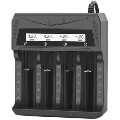FLAMMKRAFT Chargeur Usb Pour Batteries 18650, 26650, 21700, 14500, 16340 Et Piles Aa. Publicité FLAMMKRAFT Chargeur Usb Pour Batteries 18650, 26650, 21700, 14500, 16340 Et Piles Aa. Publicité