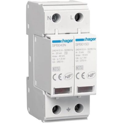 Hager Sp215d Parafoudre 2p Débrochable 15ka Type 2 Avec Voyant Fin De Vie - Publicité Hager Sp215d Parafoudre 2p Débrochable 15ka Type 2 Avec Voyant Fin De Vie - Publicité