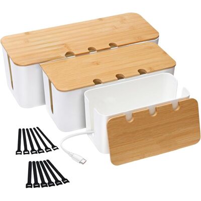 OEM 3 Stuks Kabelbox, Kabelmanagementbox, Opbergdoos Voor Kabels Met Bamboedeksel, Opbergdoos Van Draad Voor Het Verbergen Van Kabels, Organiseer De Computerbekabeling - Publicité OEM 3 Stuks Kabelbox, Kabelmanagementbox, Opbergdoos Voor Kabels Met Bamboedeksel, Opbergdoos Van Draad Voor Het Verbergen Van Kabels, Organiseer De Computerbekabeling - Publicité