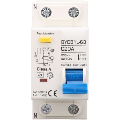 LBVIE Interrupteur De Protection Contre Les Fuites De Courant Alternatif 230 V 20 A, Type A, Montage Sur Rail Din, Disjoncteur Miniature Monopolaire - Publicité LBVIE Interrupteur De Protection Contre Les Fuites De Courant Alternatif 230 V 20 A, Type A, Montage Sur Rail Din, Disjoncteur Miniature Monopolaire - Publicité