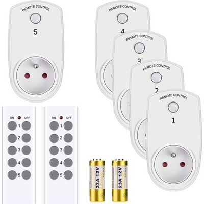 IRISFR Prise Programmable Telecommande Sans Fil, 5 Prises Électriques Et 2 Télécommande, 2piles Cr2032 Gratuite - Publicité IRISFR Prise Programmable Telecommande Sans Fil, 5 Prises Électriques Et 2 Télécommande, 2piles Cr2032 Gratuite - Publicité