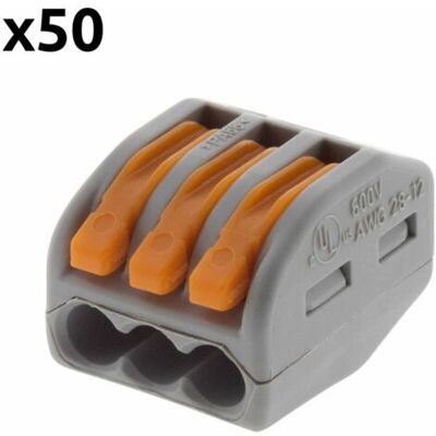 ABYSSE Lot De 50 Mini Bornes De Connexion Rapide À Levier S222 Pour Fils Rigides Et Souples - 3 Entrées- - Publicité ABYSSE Lot De 50 Mini Bornes De Connexion Rapide À Levier S222 Pour Fils Rigides Et Souples - 3 Entrées- - Publicité