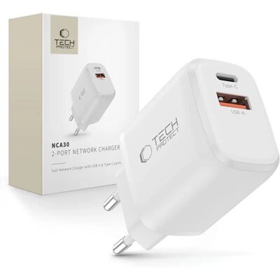 OEM Chargeur Mural Tech-protect Nca30 Pd 30 W Qc3.0 Usb-a/usb-c - Blanc - Publicité OEM Chargeur Mural Tech-protect Nca30 Pd 30 W Qc3.0 Usb-a/usb-c - Blanc - Publicité