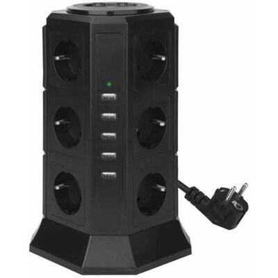 OEM Tour Multiprise Parasurtenseur Parafoudre 12 Prises Avec 5 Usb 4,5a Ports Bleosan - Cordon De 2m - Noir - Publicité OEM Tour Multiprise Parasurtenseur Parafoudre 12 Prises Avec 5 Usb 4,5a Ports Bleosan - Cordon De 2m - Noir - Publicité