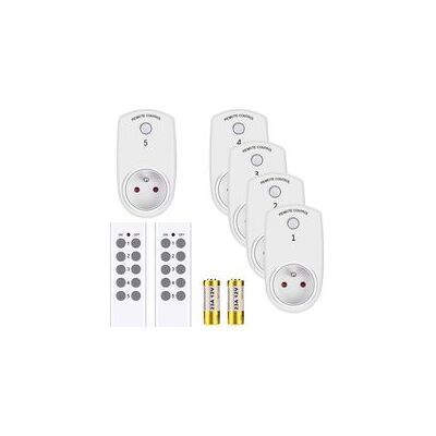 ENLENK Prise Programmable Telecommande Sans Fil, 5 Prises Électriques Et 2 Télécommande, 2piles Cr2032 Gratuite - Publicité ENLENK Prise Programmable Telecommande Sans Fil, 5 Prises Électriques Et 2 Télécommande, 2piles Cr2032 Gratuite - Publicité