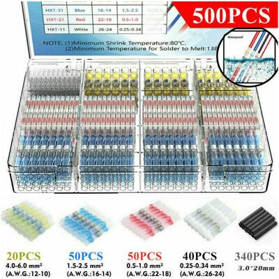 Vision 500pcs Cosses Electriques Souder Gaine Thermorétractable, Thermorétractables Souder Bout À Bout Seal Connecteurs Electriques Isolés Etanche Marine Marine Automobile Cuivre - Publicité Vision 500pcs Cosses Electriques Souder Gaine Thermorétractable, Thermorétractables Souder Bout À Bout Seal Connecteurs Electriques Isolés Etanche Marine Marine Automobile Cuivre - Publicité