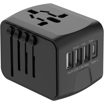 MOXIE Adaptateur Voyage Universel International Avec 3 Usb Et 1 Type C, 1500w, Prise France Vers Usa Canada Uk Eu Australie Chine Japon - Publicité MOXIE Adaptateur Voyage Universel International Avec 3 Usb Et 1 Type C, 1500w, Prise France Vers Usa Canada Uk Eu Australie Chine Japon - Publicité