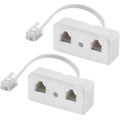 MOXIE Répartiteurs Téléphoniques Bidirectionnels, Câble Rj11 6p4c Adaptateur Mural Téléphonique Et Séparateur, Convertisseur Mâle Vers 2 Femelles Pour Ligne Fixe (blanc, Lot De 2) - Publicité MOXIE Répartiteurs Téléphoniques Bidirectionnels, Câble Rj11 6p4c Adaptateur Mural Téléphonique Et Séparateur, Convertisseur Mâle Vers 2 Femelles Pour Ligne Fixe (blanc, Lot De 2) - Publicité
