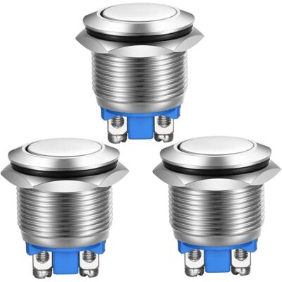 OEM 3pcs Bouton Poussoir Momentané Bornes À Vis En Acier Inoxydable Bouton Étanche À L'Eau 19mm 2a 12v/24v/125v/250v(tête Plate) - Publicité OEM 3pcs Bouton Poussoir Momentané Bornes À Vis En Acier Inoxydable Bouton Étanche À L'Eau 19mm 2a 12v/24v/125v/250v(tête Plate) - Publicité