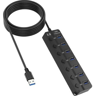 SANS MARQUE Hub Usb 3.0 2.0 Avec Interrupteurs Individuels, 7 Ports Avec Interrupteur Interrupteurs, Multi Usb, Câble Extension 1.2m, Multiport Pc Pour Clavier/souris/disque Dur - Publicité SANS MARQUE Hub Usb 3.0 2.0 Avec Interrupteurs Individuels, 7 Ports Avec Interrupteur Interrupteurs, Multi Usb, Câble Extension 1.2m, Multiport Pc Pour Clavier/souris/disque Dur - Publicité