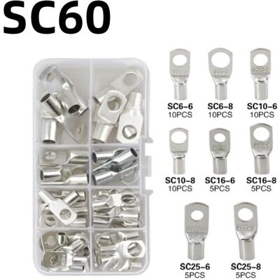 OEM Lot De 60 Cosses De Câble Connecteur Cosse À Anneau Connecteur De Câble En Cuivre Connecteur Sc Cosses À Anneau (argent) - Publicité OEM Lot De 60 Cosses De Câble Connecteur Cosse À Anneau Connecteur De Câble En Cuivre Connecteur Sc Cosses À Anneau (argent) - Publicité
