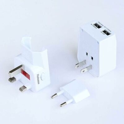 ABYSSE Adaptateurs Pour L'International Adaptateur De Prise Portable De Prise Internationale 2 Usb Ports Universels For 150 Pays-100240 Volts Adaptateur De Sortie En Plastique Portable, Sûr Et Durable - Publicité ABYSSE Adaptateurs Pour L'International Adaptateur De Prise Portable De Prise Internationale 2 Usb Ports Universels For 150 Pays-100240 Volts Adaptateur De Sortie En Plastique Portable, Sûr Et Durable - Publicité