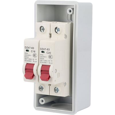 LBVIE Boîtier De Distribution Extérieur Étanche Sg, Disjoncteur De Puissance Type C, 2 Voies, 230 V Ca/400 V, C16+c20 - Publicité LBVIE Boîtier De Distribution Extérieur Étanche Sg, Disjoncteur De Puissance Type C, 2 Voies, 230 V Ca/400 V, C16+c20 - Publicité