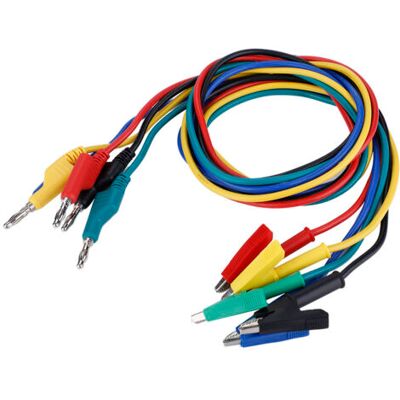 ABYSSE Lot De 5 Cordons De Test Haute Tension P1037 De 1 M Avec Fiches Bananes Et Pinces Crocodiles Pour Multimètre - Publicité ABYSSE Lot De 5 Cordons De Test Haute Tension P1037 De 1 M Avec Fiches Bananes Et Pinces Crocodiles Pour Multimètre - Publicité
