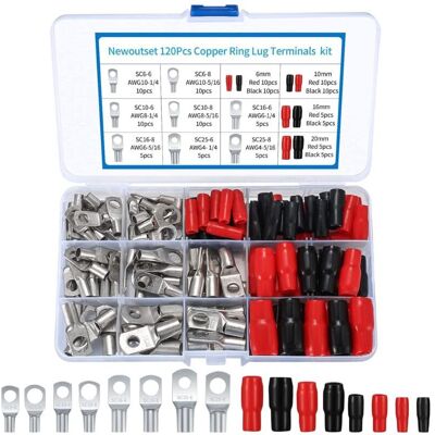 Andiamo Kit De 120 Cosses À Anneau M6/m8 – Cuivre Étamé Pour Conductivité Optimale – Gaines Thermorétractables – Applications Électriques Variées - Publicité Andiamo Kit De 120 Cosses À Anneau M6/m8 – Cuivre Étamé Pour Conductivité Optimale – Gaines Thermorétractables – Applications Électriques Variées - Publicité