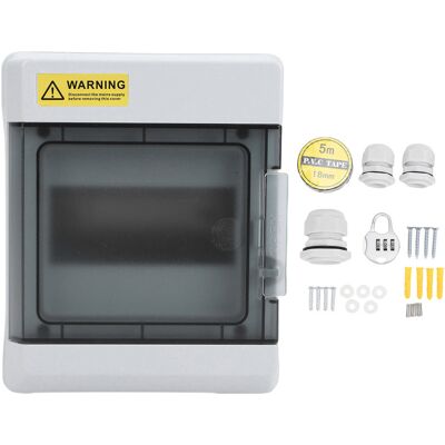 WEYTOLL Boîte De Distribution D'Énergie À 6 Voies Avec Verrouillage Par Mot De Passe, Étanche Ip66, Boîtier De Disjoncteur En Plastique Abs Pc, Rail Din Et Connecteurs - Publicité WEYTOLL Boîte De Distribution D'Énergie À 6 Voies Avec Verrouillage Par Mot De Passe, Étanche Ip66, Boîtier De Disjoncteur En Plastique Abs Pc, Rail Din Et Connecteurs - Publicité