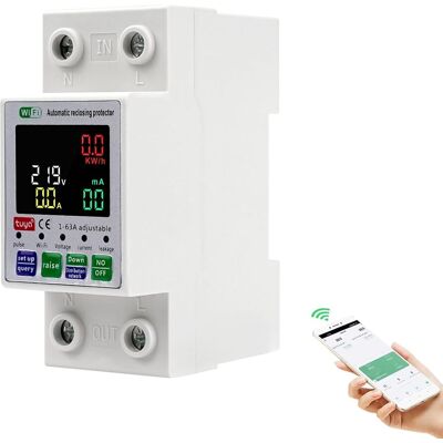 RYTTGOP 1 - Disjoncteur Différentiel - Interrupteur Wi-fi - Protection Surtension Et Fuite - Écran Led Couleur - Maison Et Bureau - Blanc - 2p 220v - Publicité RYTTGOP 1 - Disjoncteur Différentiel - Interrupteur Wi-fi - Protection Surtension Et Fuite - Écran Led Couleur - Maison Et Bureau - Blanc - 2p 220v - Publicité