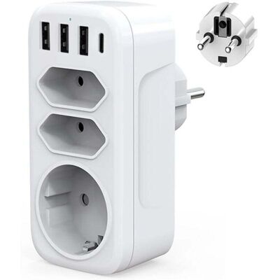OEM Multiprise Murale Usb C Adaptateur Prise Electrique 4000w Chargeur Usb Multiple Avec 3usb + Type C, 1 Prise Schuko Et 2 Prises Euro Pour Maison,cuisine Et Bureau-crezuo - Publicité OEM Multiprise Murale Usb C Adaptateur Prise Electrique 4000w Chargeur Usb Multiple Avec 3usb + Type C, 1 Prise Schuko Et 2 Prises Euro Pour Maison,cuisine Et Bureau-crezuo - Publicité