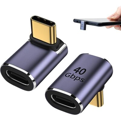 SANS MARQUE 2 Pièces Adaptateur Usb C 90 Degrés, Connecteur À Angle Droit Usb C Mâle Vers Femelle 40gbps, Compatible Steam Deck, Nintendo Switch, Macbook, Ipad, Smartphones, Et Appareils Thunderbolt 4/3 - Publicité SANS MARQUE 2 Pièces Adaptateur Usb C 90 Degrés, Connecteur À Angle Droit Usb C Mâle Vers Femelle 40gbps, Compatible Steam Deck, Nintendo Switch, Macbook, Ipad, Smartphones, Et Appareils Thunderbolt 4/3 - Publicité