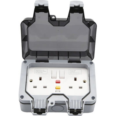 OEM Prise Extérieure Étanche Anti-tempête Double Interrupteur Avec Disjoncteur Régulateur 13 A 2 Portes Ip66 - Publicité OEM Prise Extérieure Étanche Anti-tempête Double Interrupteur Avec Disjoncteur Régulateur 13 A 2 Portes Ip66 - Publicité