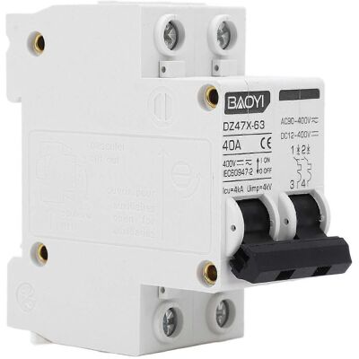 MIXHOME Disjoncteur Miniature Bipolaire Pour Montage Sur Rail Din, Destiné Aux Systèmes Photovoltaïques, 12–400 V Cc, 90–400 V Ca, 40 A - Publicité MIXHOME Disjoncteur Miniature Bipolaire Pour Montage Sur Rail Din, Destiné Aux Systèmes Photovoltaïques, 12–400 V Cc, 90–400 V Ca, 40 A - Publicité