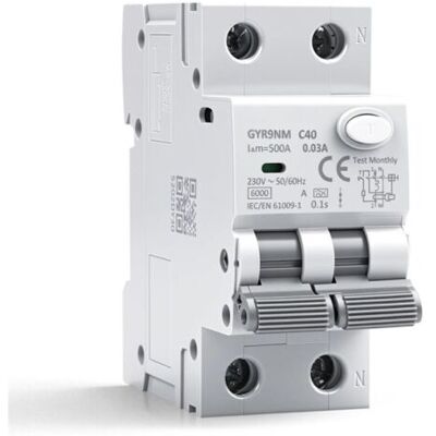 OEM Disjoncteur Différentiel 30ma 40a 1p+n Type A Interrupteur Différentiel Rcbo 6ka Mcb Disjoncteurs De Courant Résiduel Ac230v Protection Contre Les Surcharges Et Les Courts Circuits Gyr9nm - Publicité OEM Disjoncteur Différentiel 30ma 40a 1p+n Type A Interrupteur Différentiel Rcbo 6ka Mcb Disjoncteurs De Courant Résiduel Ac230v Protection Contre Les Surcharges Et Les Courts Circuits Gyr9nm - Publicité