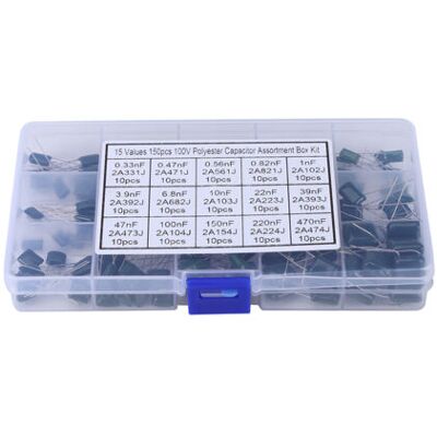 ABYSSE Kit De 150 Condensateurs À Film Polyester 100 V, 15 Valeurs, 0,33 Nf À 470 Nf (boîte). Publicité ABYSSE Kit De 150 Condensateurs À Film Polyester 100 V, 15 Valeurs, 0,33 Nf À 470 Nf (boîte). Publicité