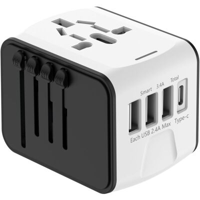 MOXIE Adaptateur Voyage Universel International Avec 3 Usb Et 1 Type C, 1500w, Prise France Vers Usa Canada Uk Eu Australie Chine Japon - Publicité MOXIE Adaptateur Voyage Universel International Avec 3 Usb Et 1 Type C, 1500w, Prise France Vers Usa Canada Uk Eu Australie Chine Japon - Publicité
